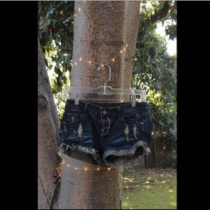 Ripped Dark Denim Shorts